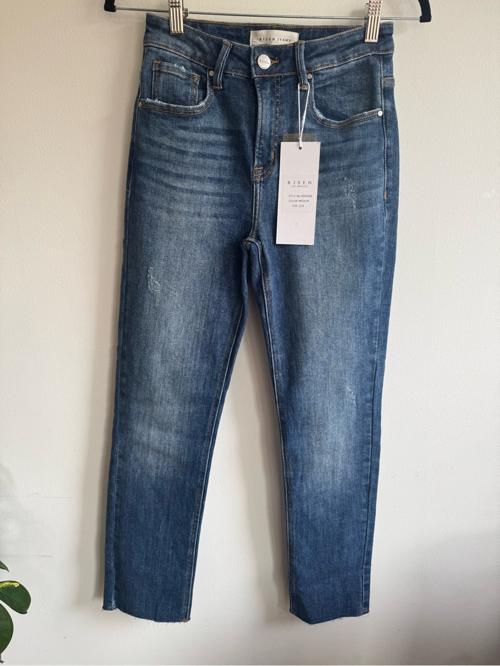 Risen Jeans High Rise Straight Crop Raw Hem Jeans Size 25 NWT